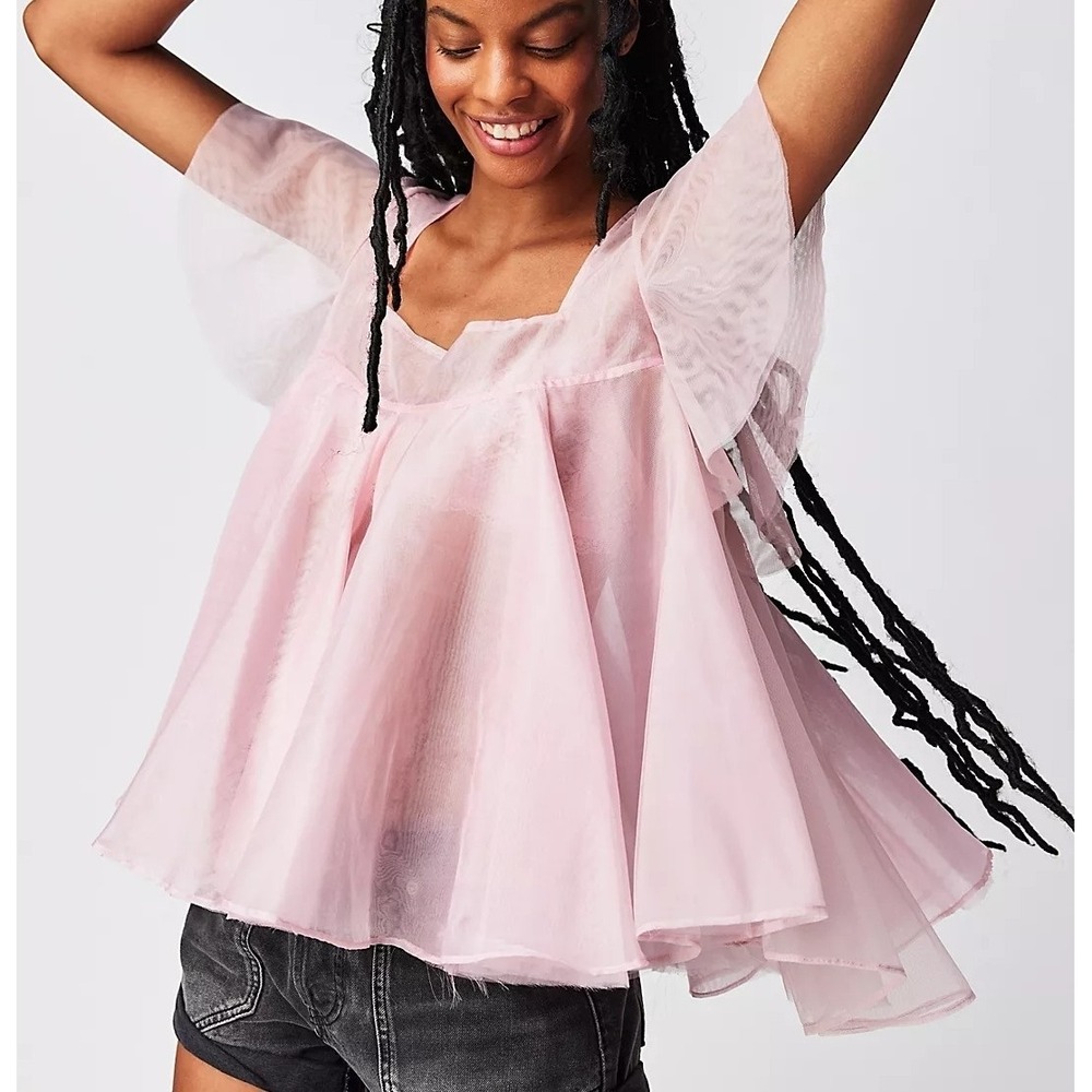 NWT FP Brenda Knight/ Nigel Preston Pale Pink Provence Organza Nylon Top Small